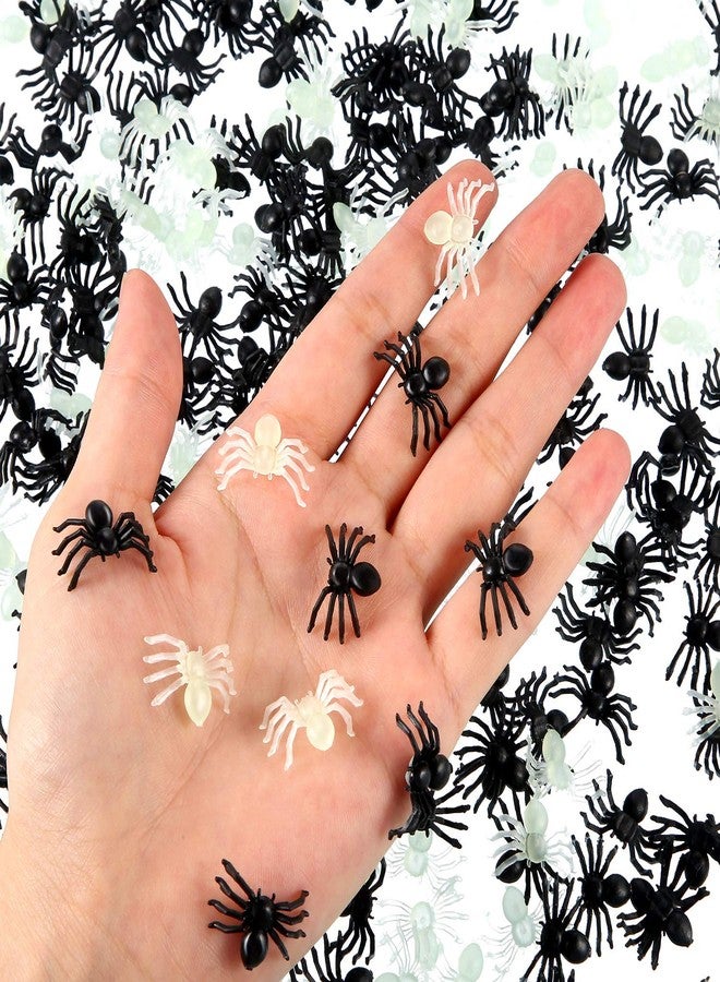 JOVITEC 200 Pieces Halloween Plastic Black Fake Spider and Luminous in Dark Realistic Small Spiders Prank Props for Party Costume Carnival Halloween Joking Decor - Image 2